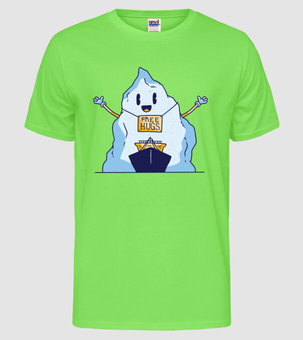 Titanic Iceberg Free Hugs model verde neon pe tricou