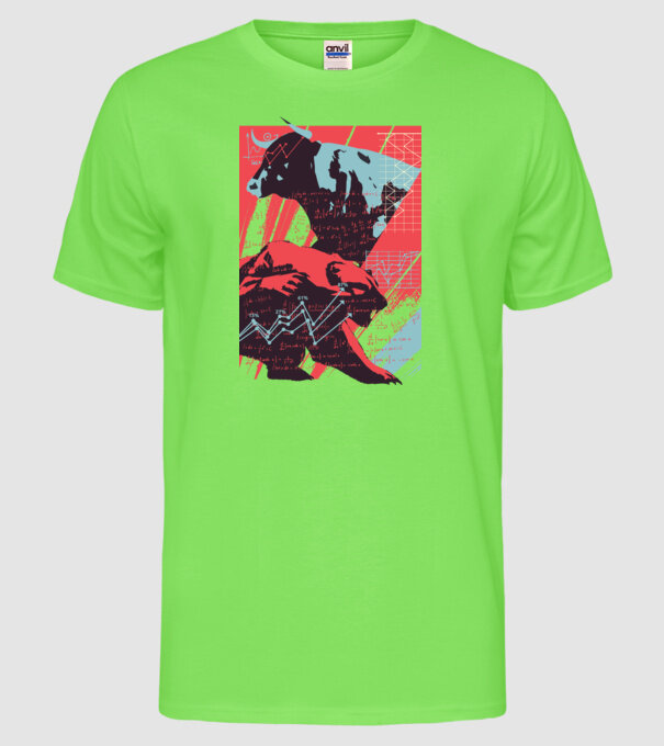 Bursa de Valori Taur vs Urs model verde neon pe tricou