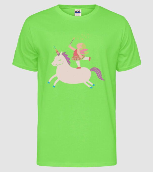 Zână Unicorn model verde neon pe tricou