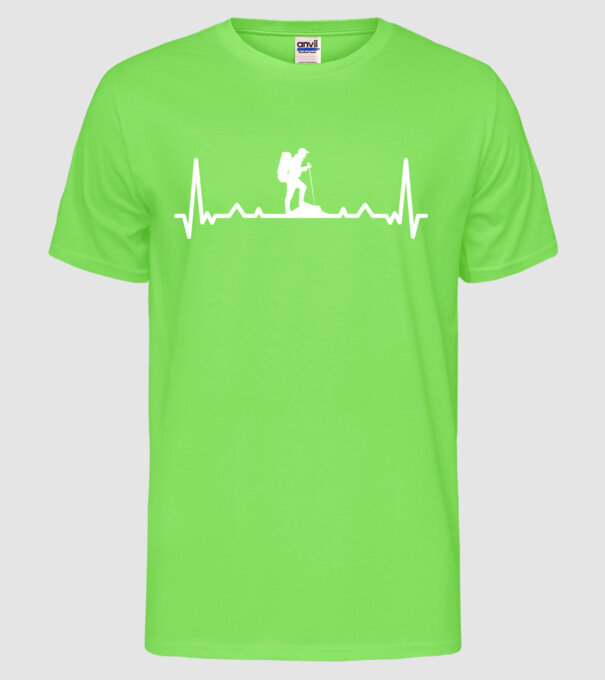 Drumeții Ritm cardiac ECG model verde neon pe tricou
