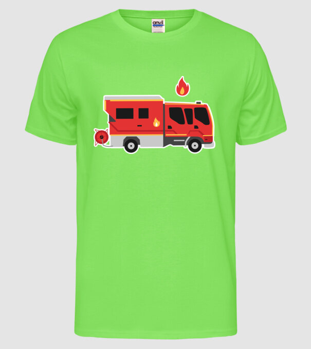 Mașină de pompieri model verde neon pe tricou