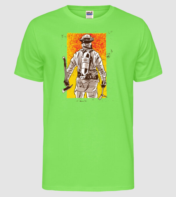 Pompier model verde neon pe tricou