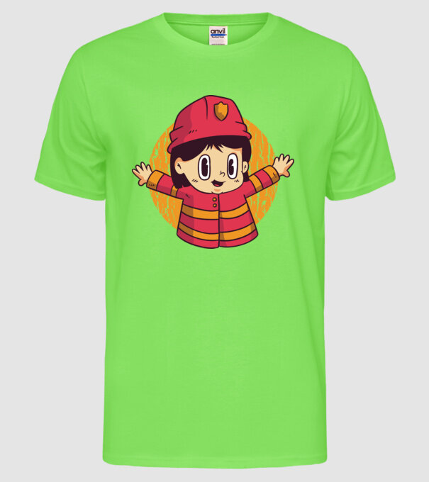 Pompier copil model verde neon pe tricou