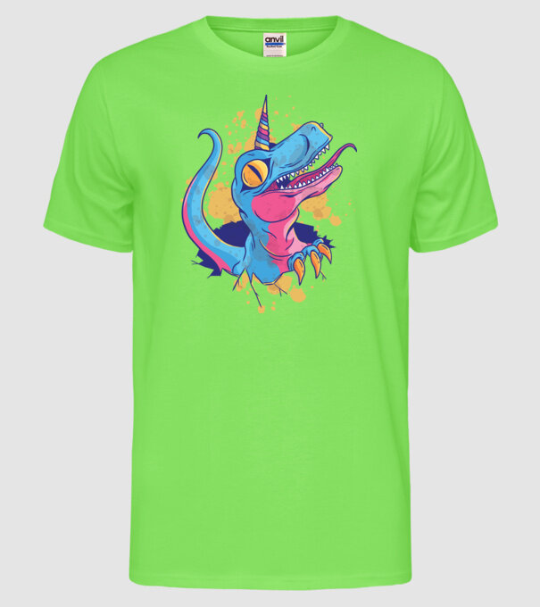 Unicornsaurus - Dinozaur Unicorn model verde neon pe tricou