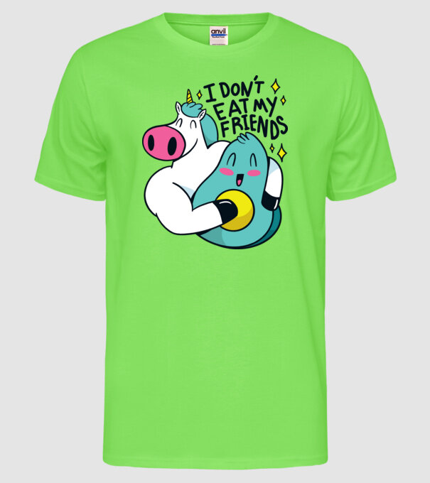 Unicorn Avocado Prietenie model verde neon pe tricou