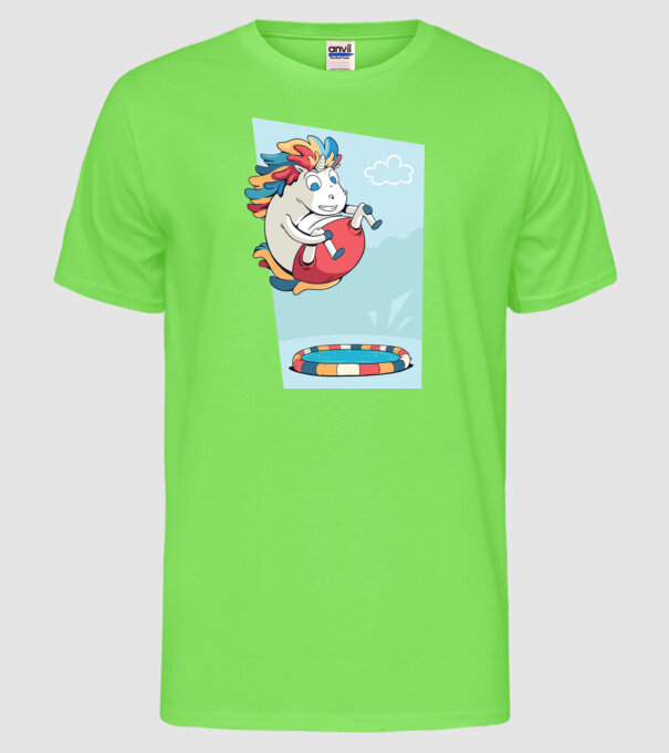 Bombă Unicorn model verde neon pe tricou