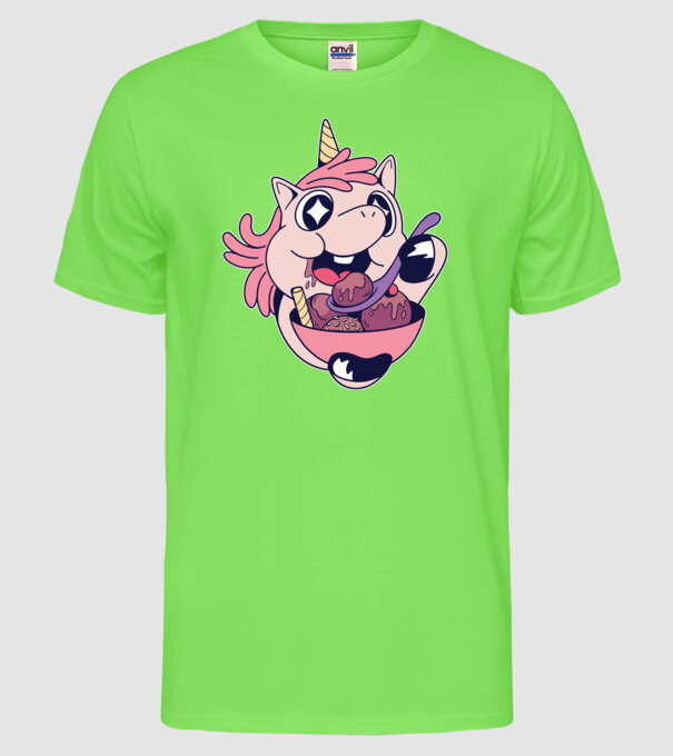 Unicorn Înghețată model verde neon pe tricou