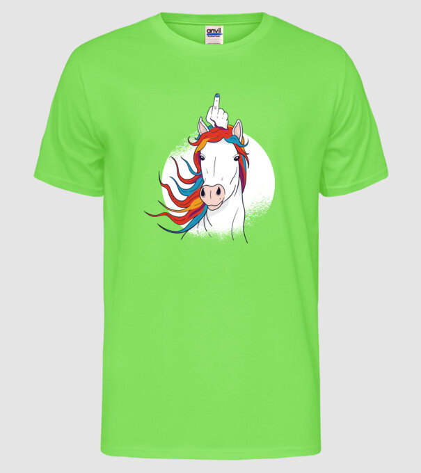 Unicorn Fuck Off model verde neon pe tricou