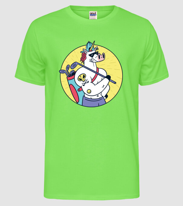 Unicorn Golf model verde neon pe tricou