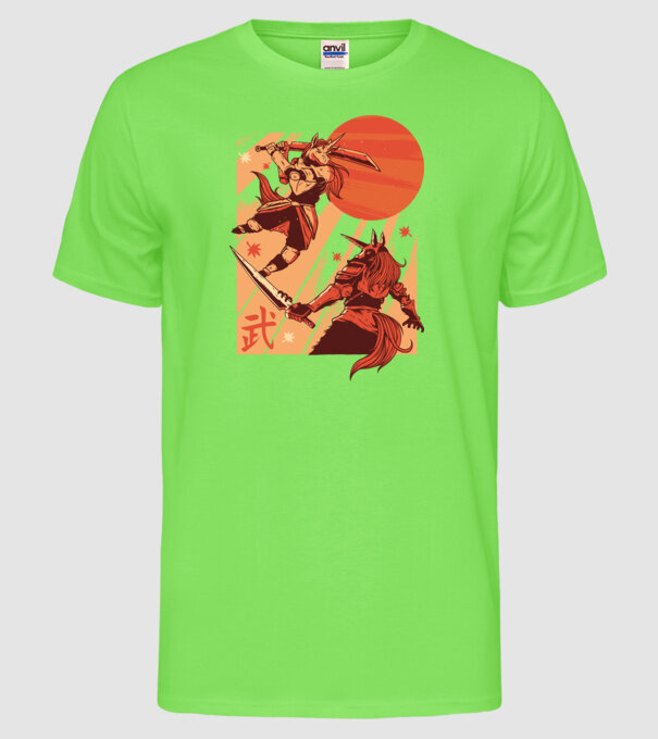 Unicorn Războinic model verde neon pe tricou