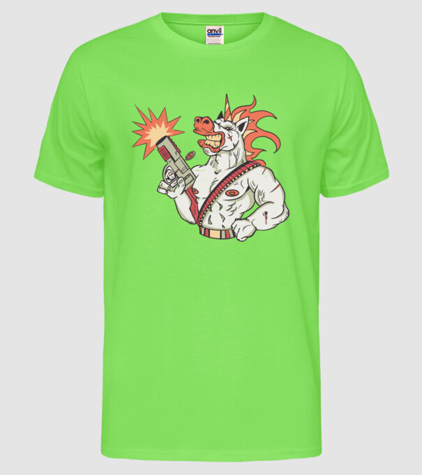 Unicorn Războinic model verde neon pe tricou
