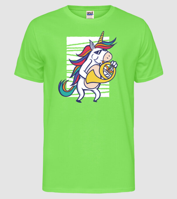 Unicorn Corn model verde neon pe tricou