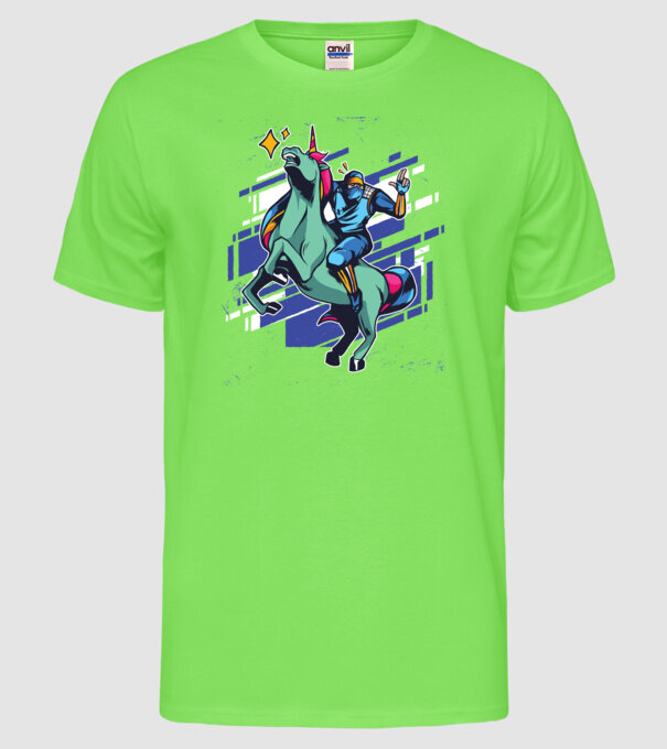 Unicorn Ninja model verde neon pe tricou