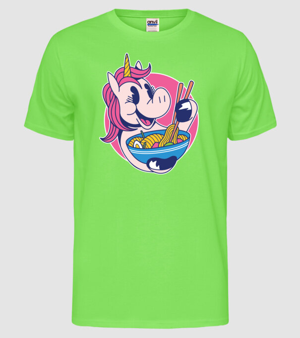 Unicorn Ramen model verde neon pe tricou