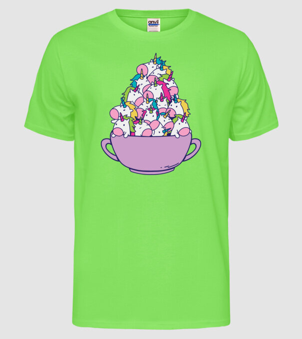 Bol Unicorn model verde neon pe tricou