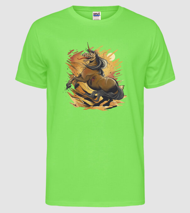 Unicorn Zombie model verde neon pe tricou