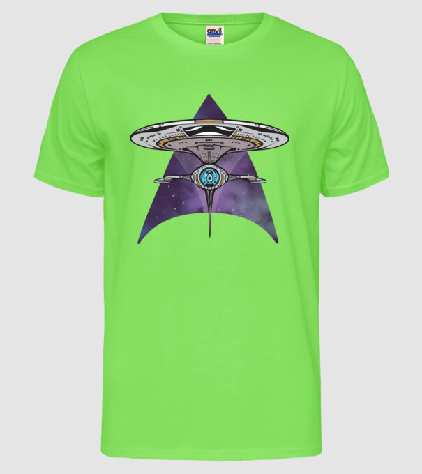 Navă spațială model verde neon pe tricou