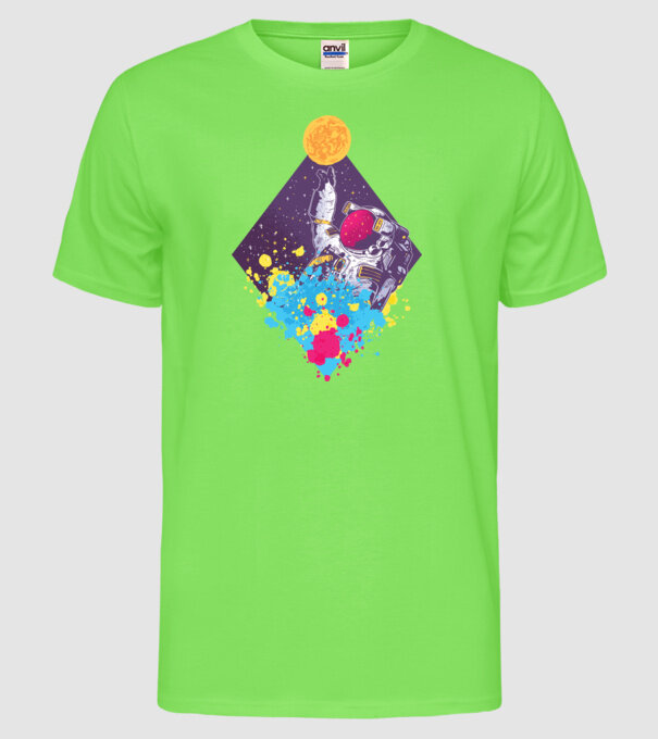 Astronaut model verde neon pe tricou
