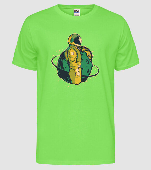 Astronaut model verde neon pe tricou