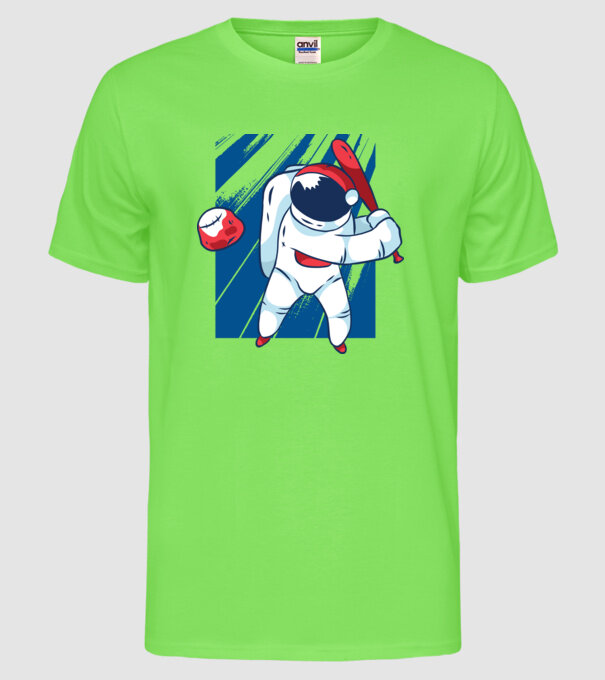 Baseball Astronaut model verde neon pe tricou
