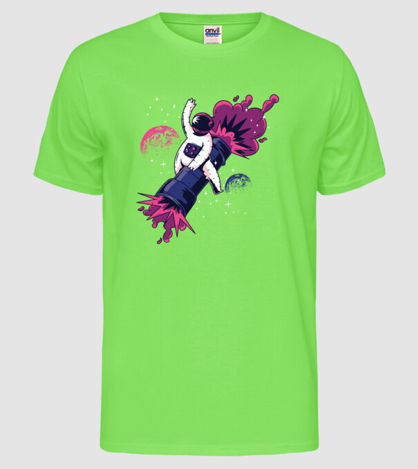 Astronaut Bazooka Rodeo model verde neon pe tricou
