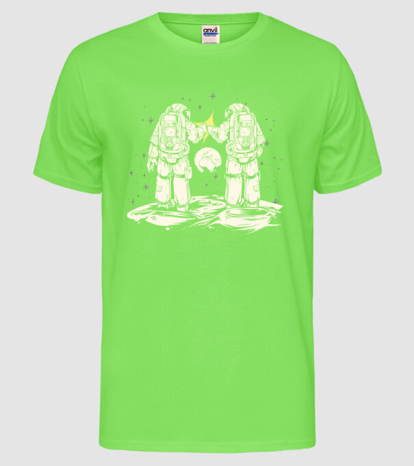 Prieteni Astronaut model verde neon pe tricou