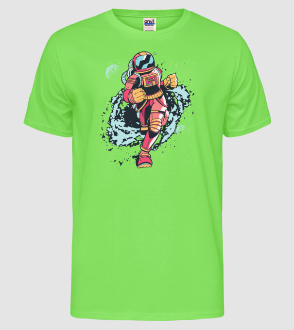 Alergare Astronaut model verde neon pe tricou