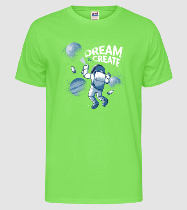 Graffiti Astronaut model verde neon pe tricou