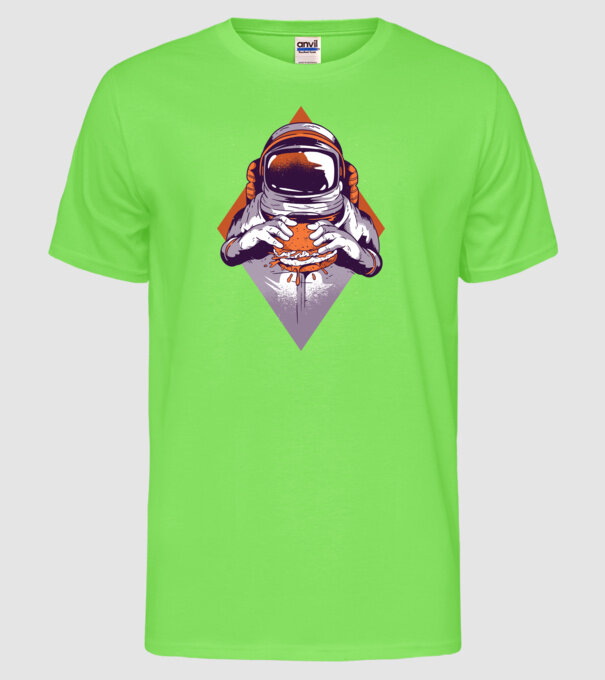 Hamburger Astronaut model verde neon pe tricou