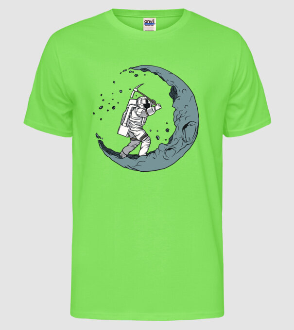 Astronaut pe Lună model verde neon pe tricou