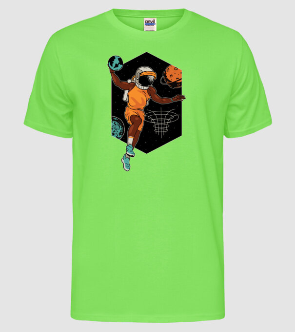 Astronaut Baschetbalist model verde neon pe tricou