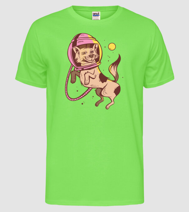 Câine Astronaut model verde neon pe tricou