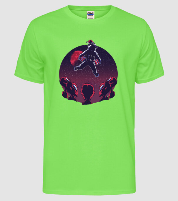 Moș Crăciun Astronaut model verde neon pe tricou