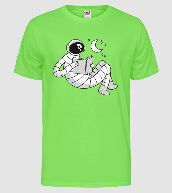Lectură Astronaut model verde neon pe tricou