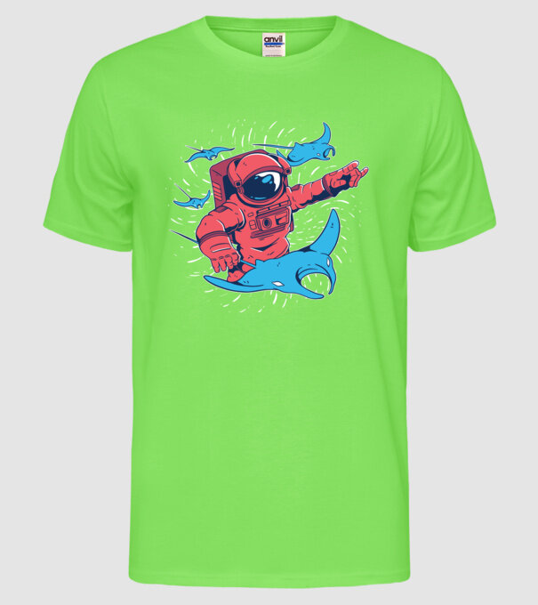 Diavol de mare gigant Astronaut model verde neon pe tricou