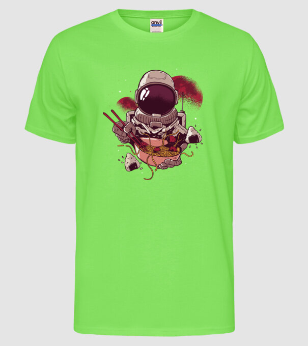 Astronaut Ramen model verde neon pe tricou