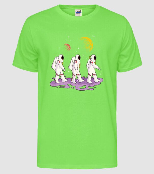 Plimbare Astronaut model verde neon pe tricou