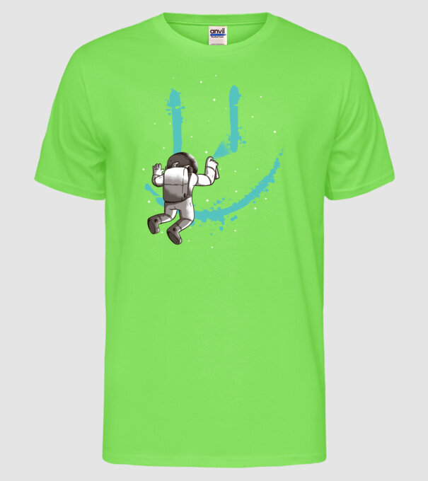 Astronaut Smiley Graffiti model verde neon pe tricou