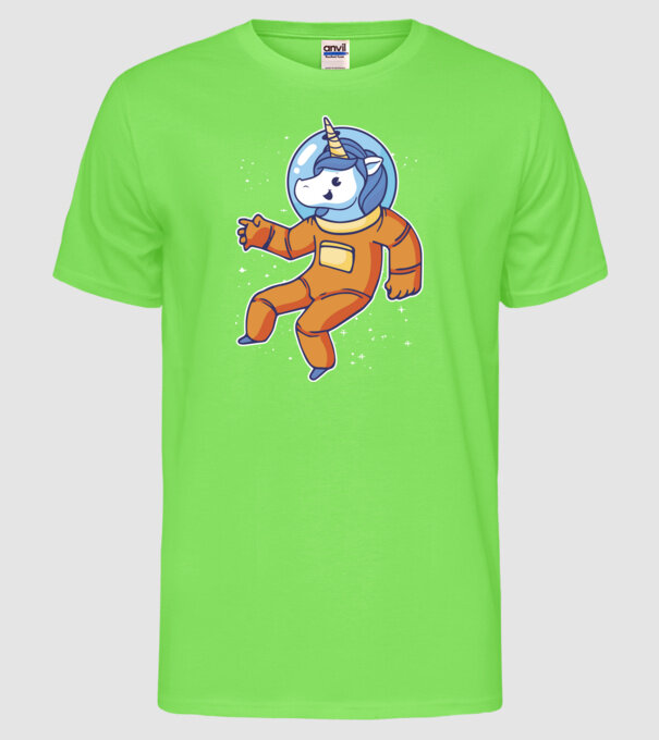 Unicorn Astronaut model verde neon pe tricou