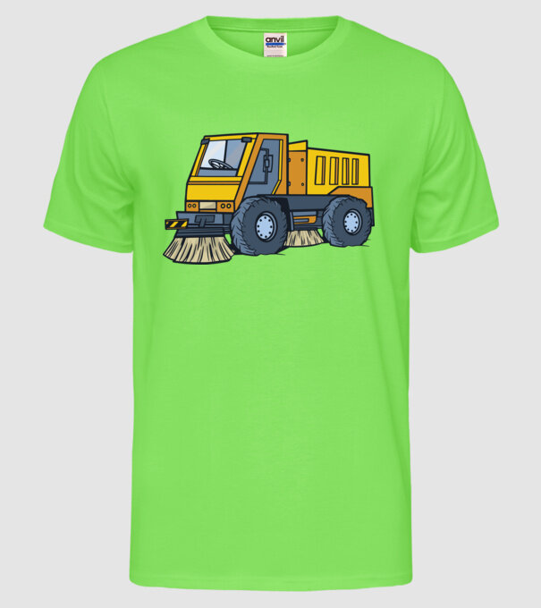 Camion spălare străzi model verde neon pe tricou