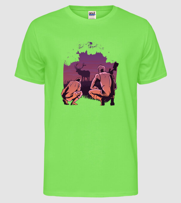 Vânătoare model verde neon pe tricou