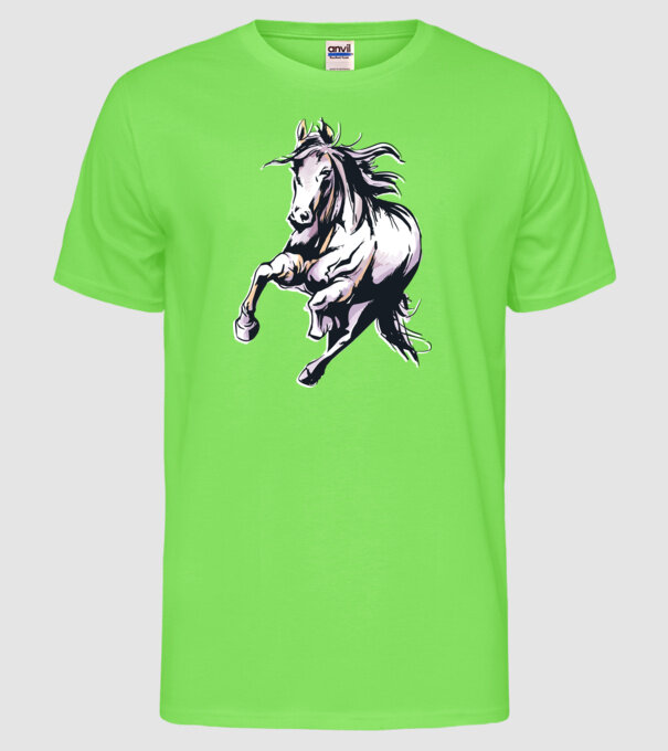 Cal alergând Tricou pentru călăreți model verde neon pe tricou