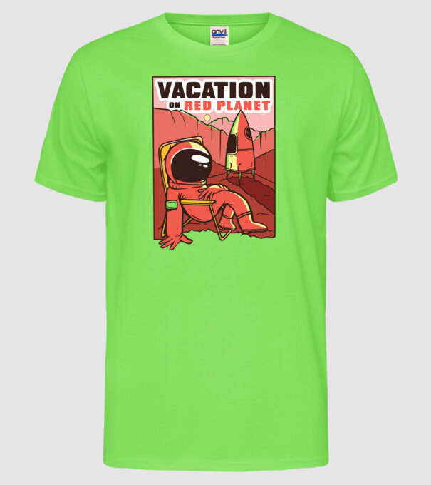 Vacanță pe Marte model verde neon pe tricou