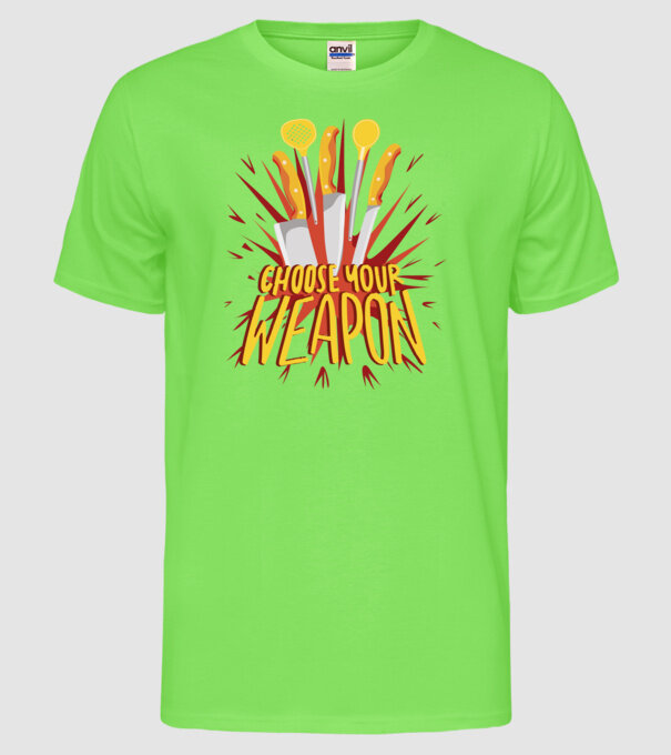Alege o Armă Bucătar model verde neon pe tricou