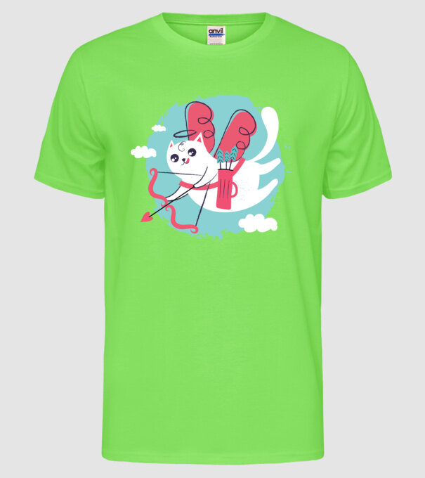 Pisică Valentin model verde neon pe tricou