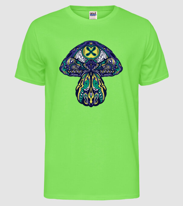 Ciupercă magică model verde neon pe tricou