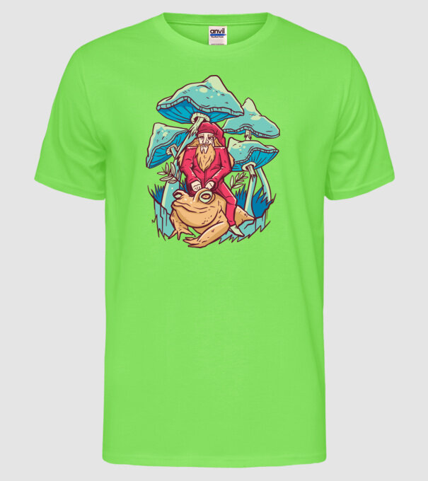 Vrăjitor cu broască model verde neon pe tricou