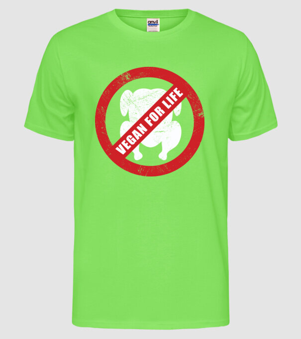Vegan pe viață model verde neon pe tricou