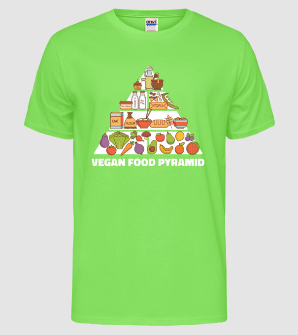 Piramidă vegan model verde neon pe tricou