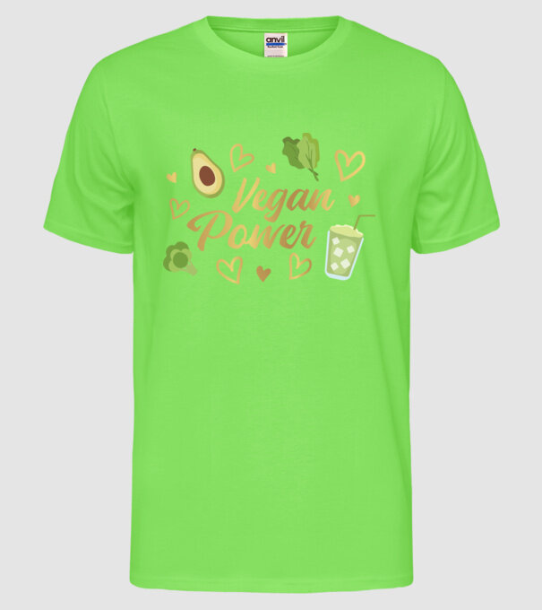 Vegan Power tricou vegan model verde neon pe tricou